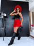 Pleated shorts + double belt J72 - RED PRE-ORDER